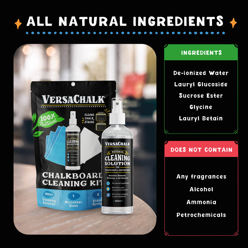 VersaChalk Chalkboard & Whiteboard Cleaning Kit, 250ml