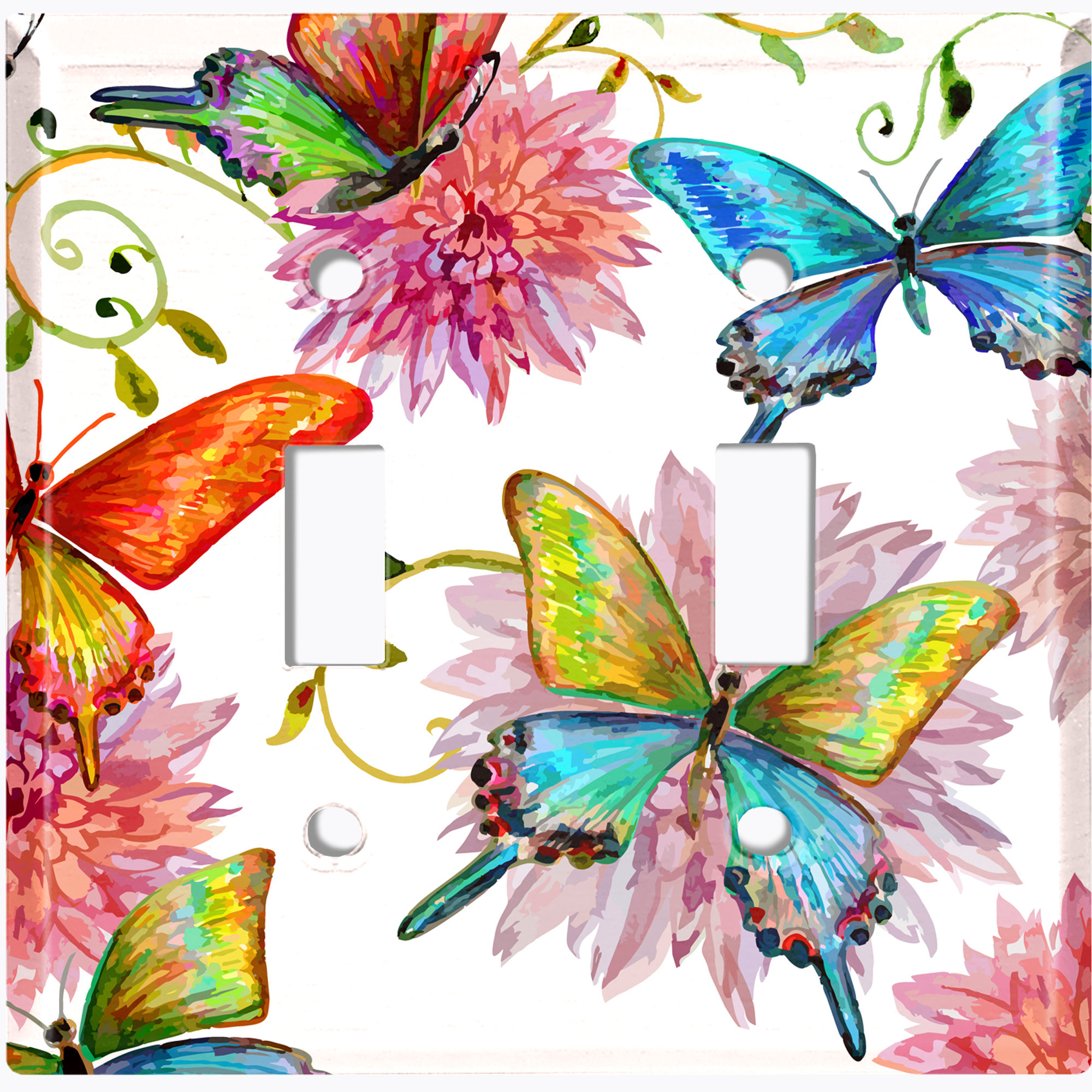 WorldAcc Metal Light Switch Plate Outlet Cover (Colourful Butterflies ...