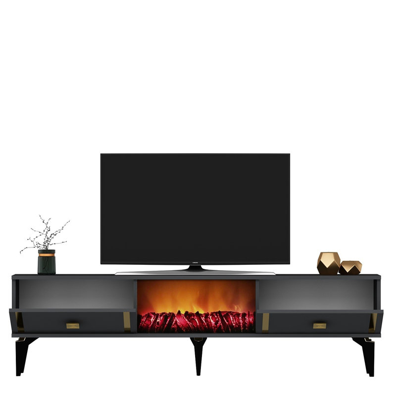 Keikei Unfinished TV Stand, Gold/Grey