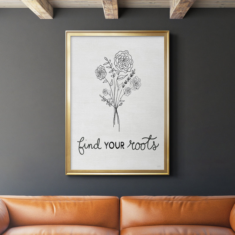 «Find Your Roots Sketch» par - Art textuel sur, Or, H 42,5 po x l 30,5 po x P 1 po