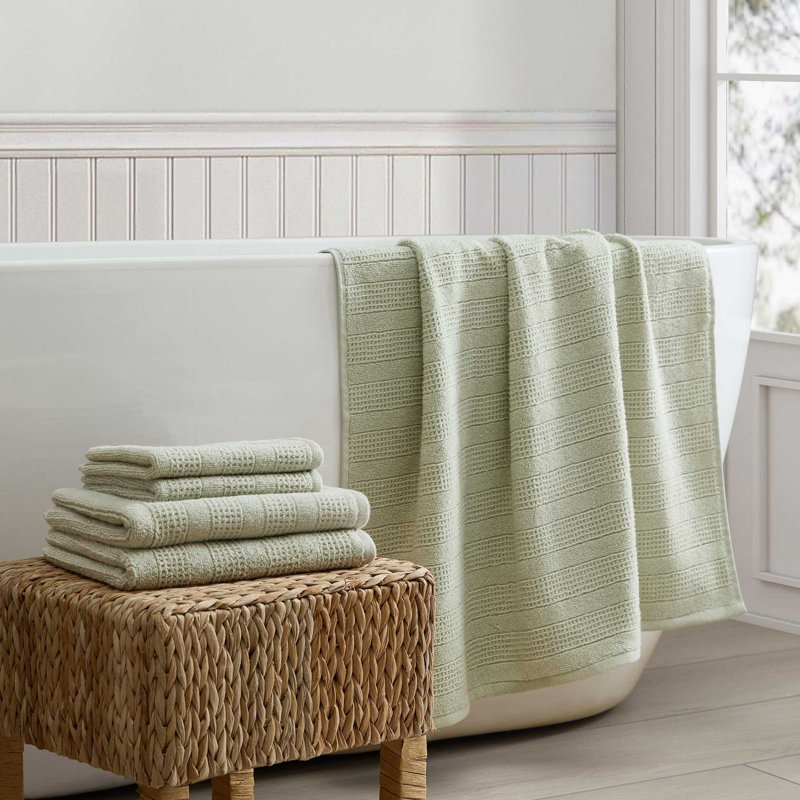 Martha Stewart Bedford Cottage Solid Cotton 6 Piece Towel Set, Green