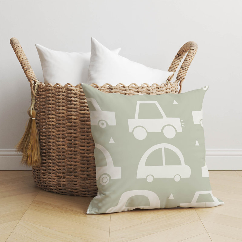 Coussin Driveway, H 16 po x l 16 po, Vert pâle / ivoire