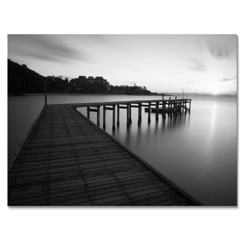 Pont noir et blanc - Peinture sur toile, H 12 po x l 20 po x P 1 po, Toile tendue