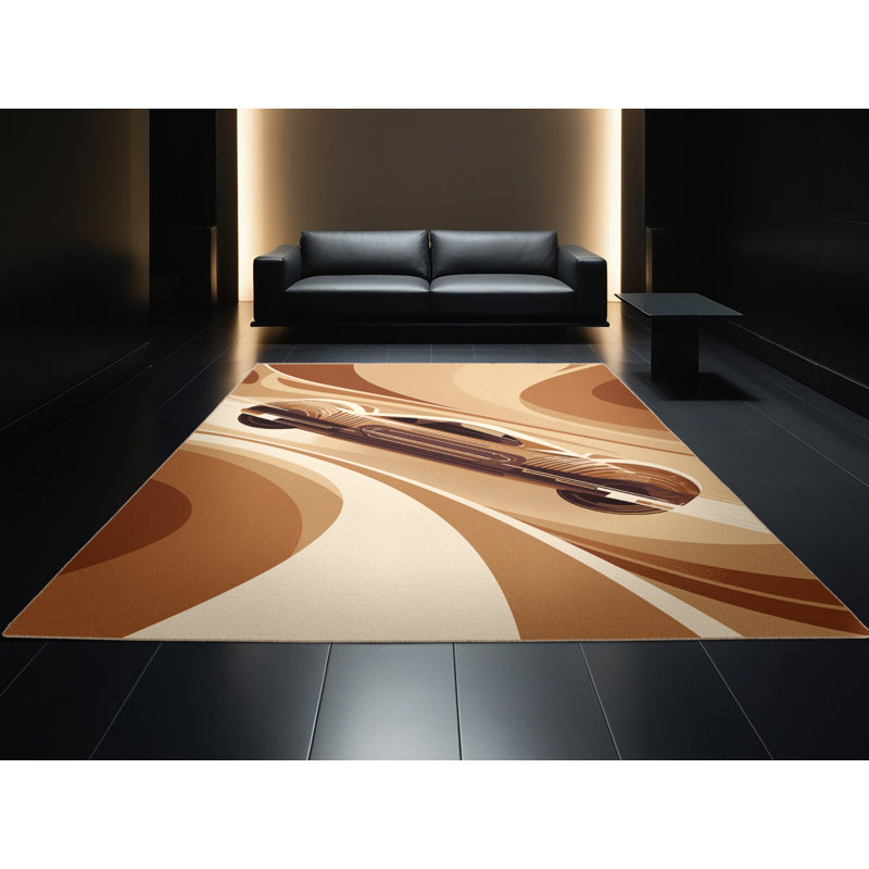 Tapis art déco lavable à la machine Wimberley Neon Hovercar, 3 X 5