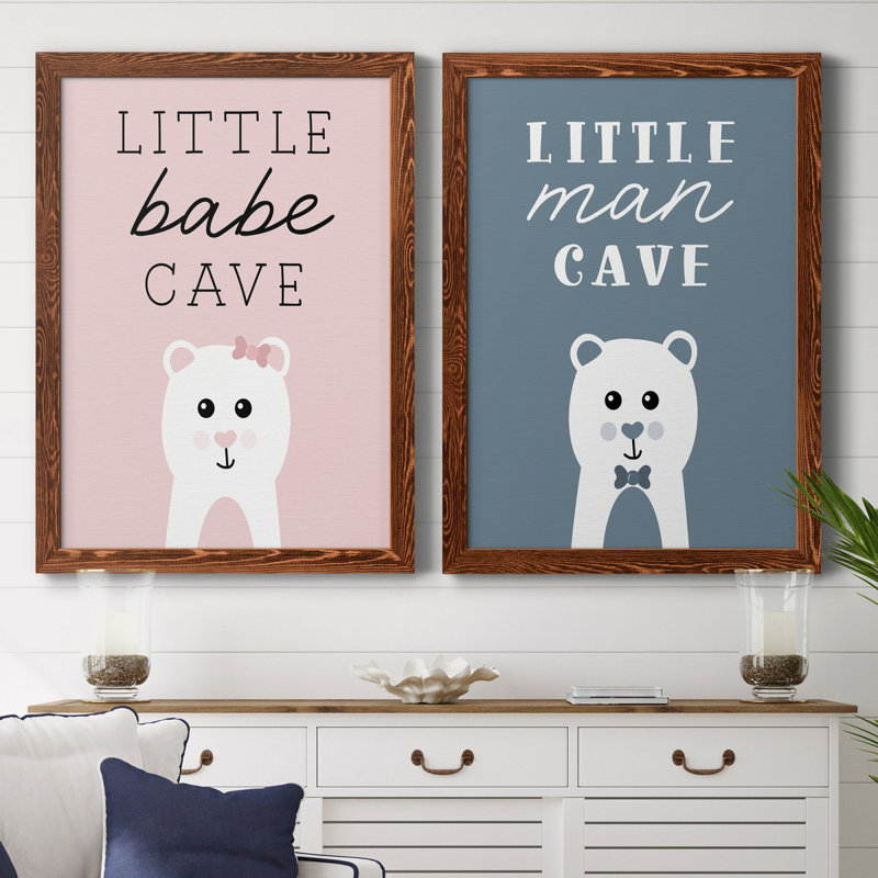 «Little Babe Cave», ensemble de 2 impressions, Pas de tapis, H 31,5 po x l 47 po x P 1,5 po, Toile avec cadre érable