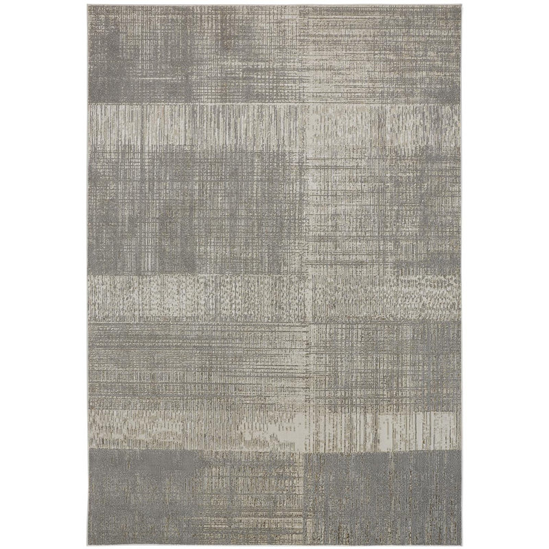 Tapis gris / beige / doré Ernie, Rectangle 1 pi 8 po x 2 pi 10 po