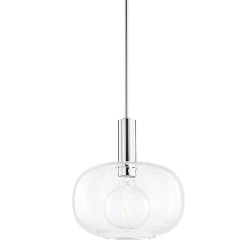 Luminaire suspendu en dome à 1 lumière, Nickel poli