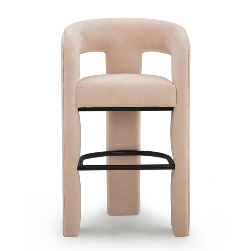 Malone Blush Performance Fabric Bar Stool, Bar Stool (29.7" Seat Height), Blush