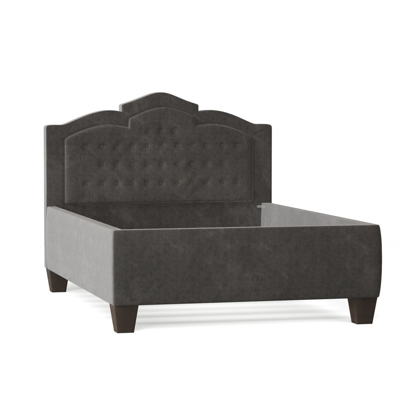 Sheila Upholstered Bed, Queen, Savona Fuchsia, Brown Mahogany