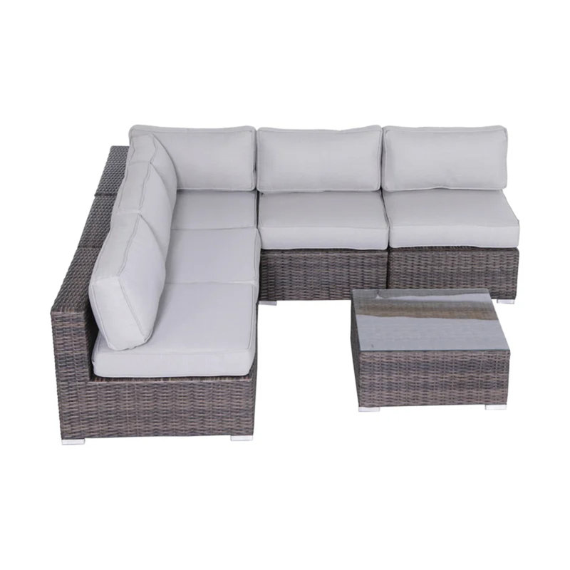 Ensemble de conversation en osier pour 4 personnes avec coussins
