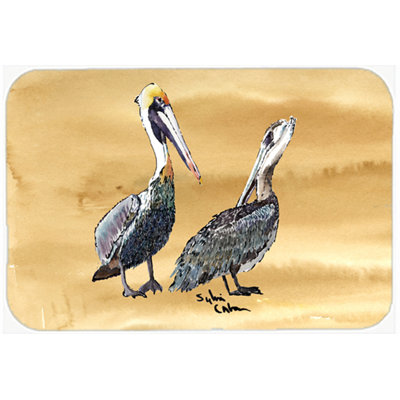 Caroline's Treasures Double Trouble Pelicans on Sandy Beach Glass Cutting Board
