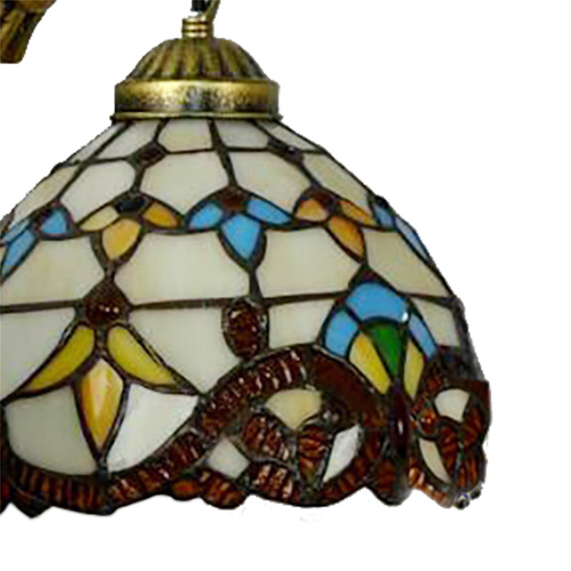 Fontaines Vintage Tiffany Style Mermaid Stained Glass Wall Light (2-Light), Beige