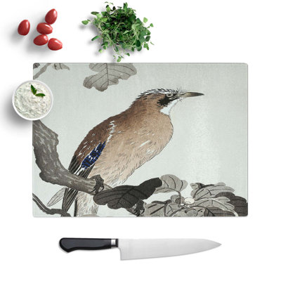 Glass Jay On A Tree Branch by Ohara Koson Chopping Board
