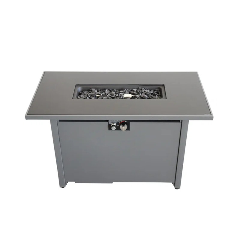 42" Metal Fire Pit Table In Black, 50000 , With Stainless Steel Bowl And Lava Rocks Black Table, X 22", Frame, Modern Appeal, Rock