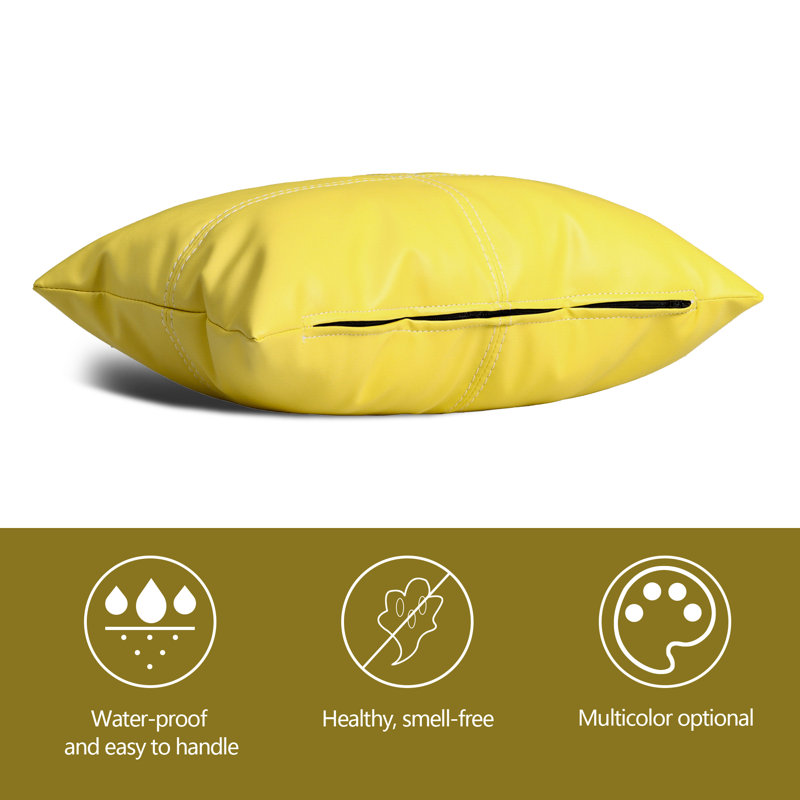 Faux Leather Pillow Cover, Yellow