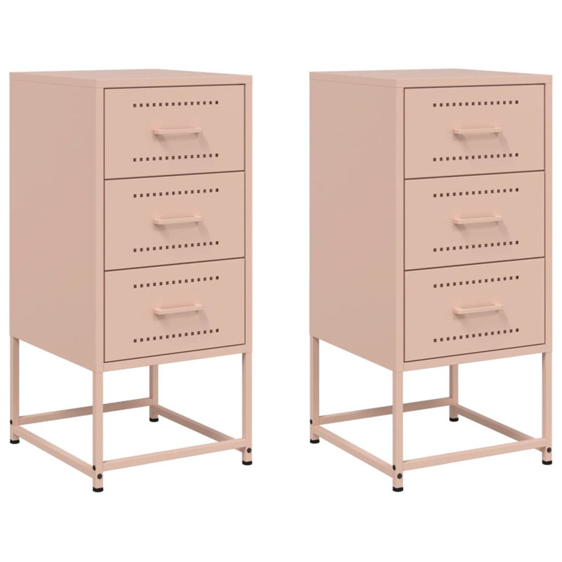 Raddatz 36cm W Steel Bedside Table, Pink, Set of 2