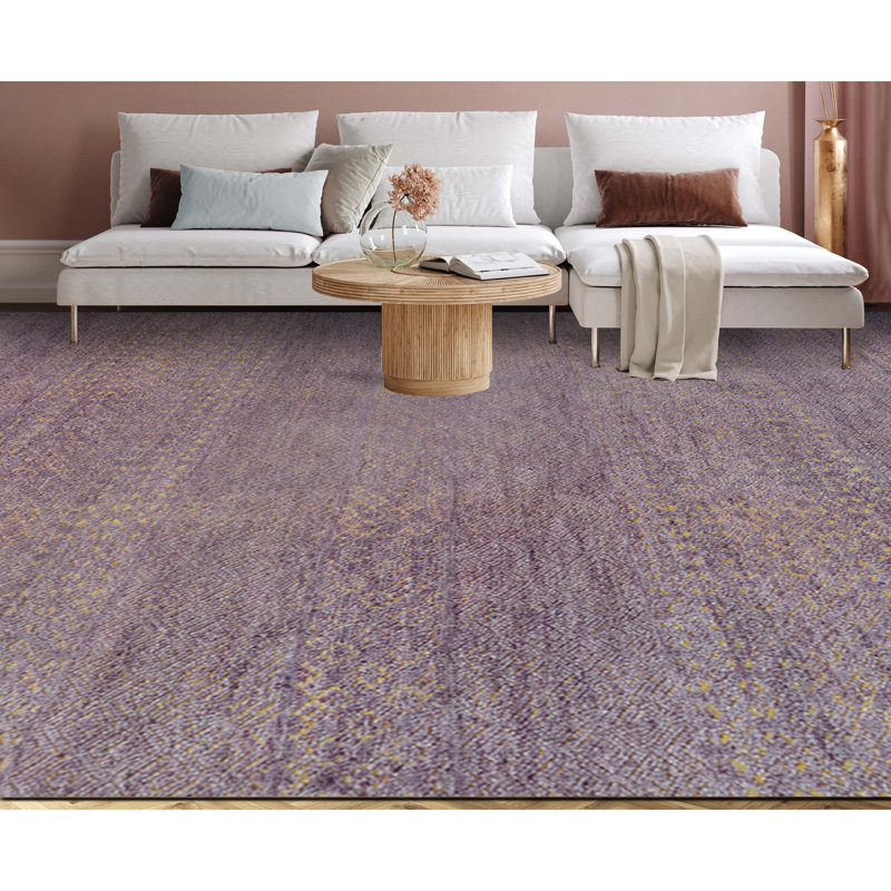 Wool Area Rug in Purple/Gold, Rectangle 8' x 10'