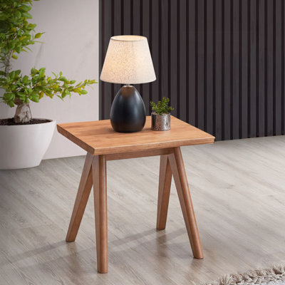 Table de bout décontractée à finition naturelle de style Mid-Century 1 pièce