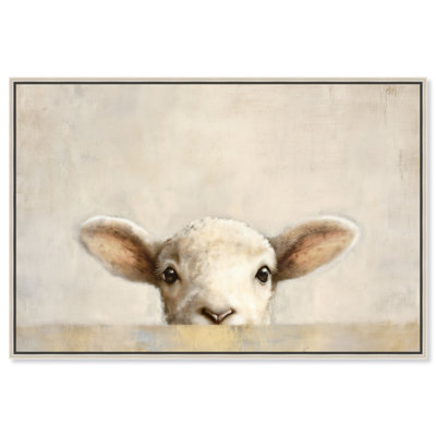 "Shy Peek II", reproduction d'art sur toile encadrée par Art Remedy, cadre argenté, 30 x 20