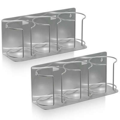 Porte-gobelet magnétique pour 3 tasses Sorbus Stanley - Organisateur de bouteilles d'eau polyvalent pour réfrigérateur, four ou mur - paquet de 2, argent