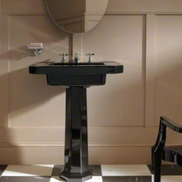 Kathryn Pedestal Bathroom Sink, Black Black, Single Hole