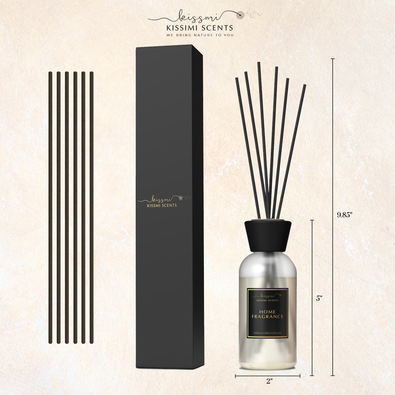 Kissmi Scents 01 Signature Scent Spa Reed Diffuser Set With 6 Reed Sticks, 4 Oz For Home, Bathroom And Office, Citrus Jasmine Scented Fragrance