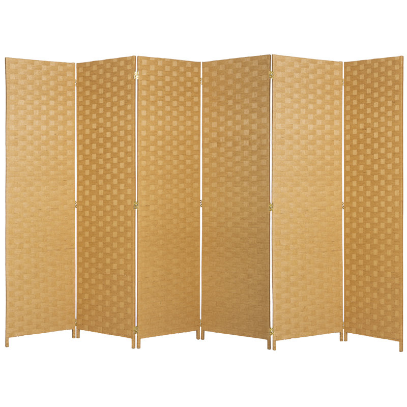 Cloison pliante en bambou / rotin 68,5 po Cecilia, 6, Beige
