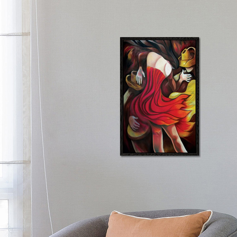 Rumba Of Fire by Dixie Miguez - Painting on Canvas, Black Framed, 66.04cm H x 45.72cm W x 3.81cm D