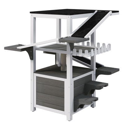 Weatherproof Cat Condos & Cat Trees, Solid Wood, Modern Outdoor Playhouse