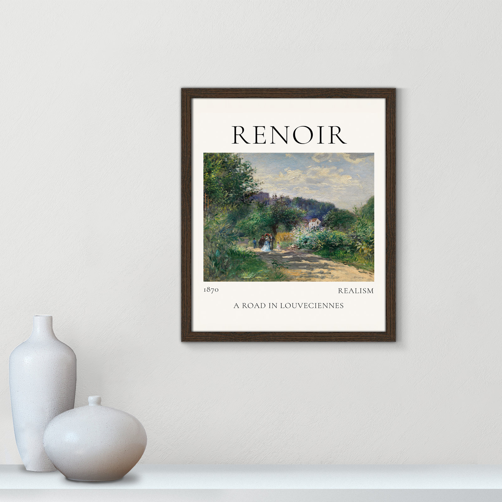 Rocchetto "A Road in Louveciennes" Print, Walnut Single Picture Frame, No, 19" H x 16" W x 0.75" D