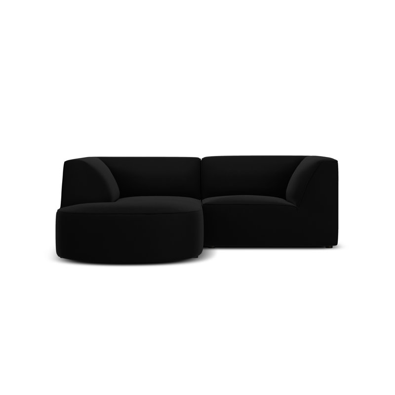Adoraim 3 Seater Velvet Corner Sofa , Left Hand Facing, Black