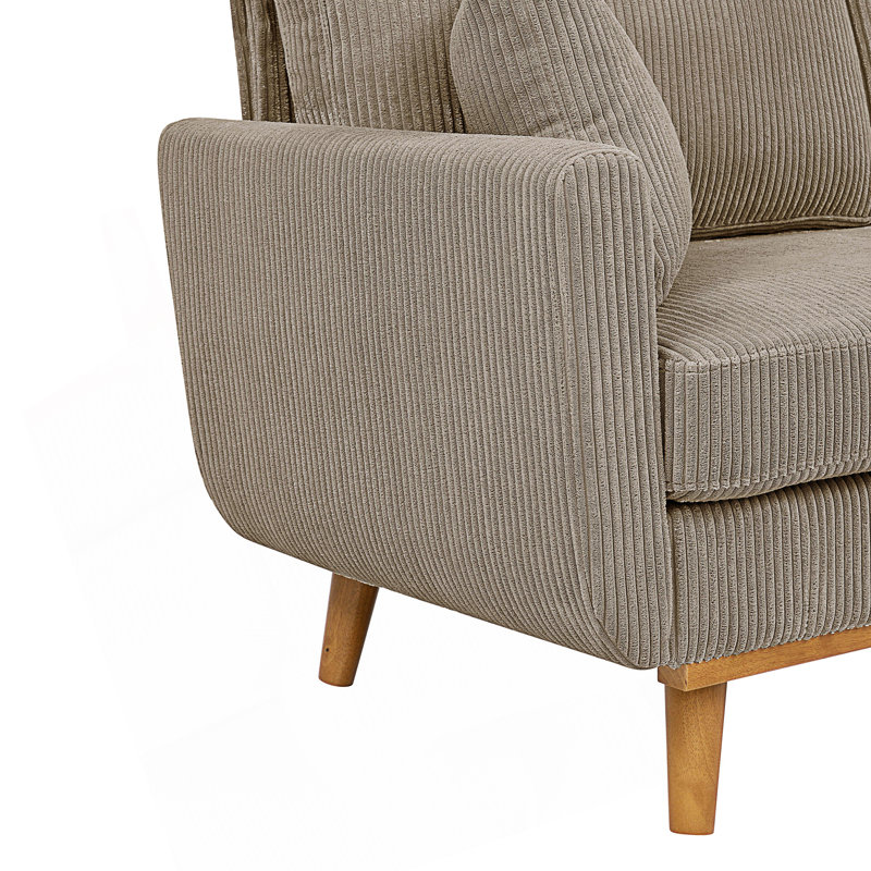 Causeuse rembourrée avec accoudoirs et coussins décoratifs, Camel Corduroy