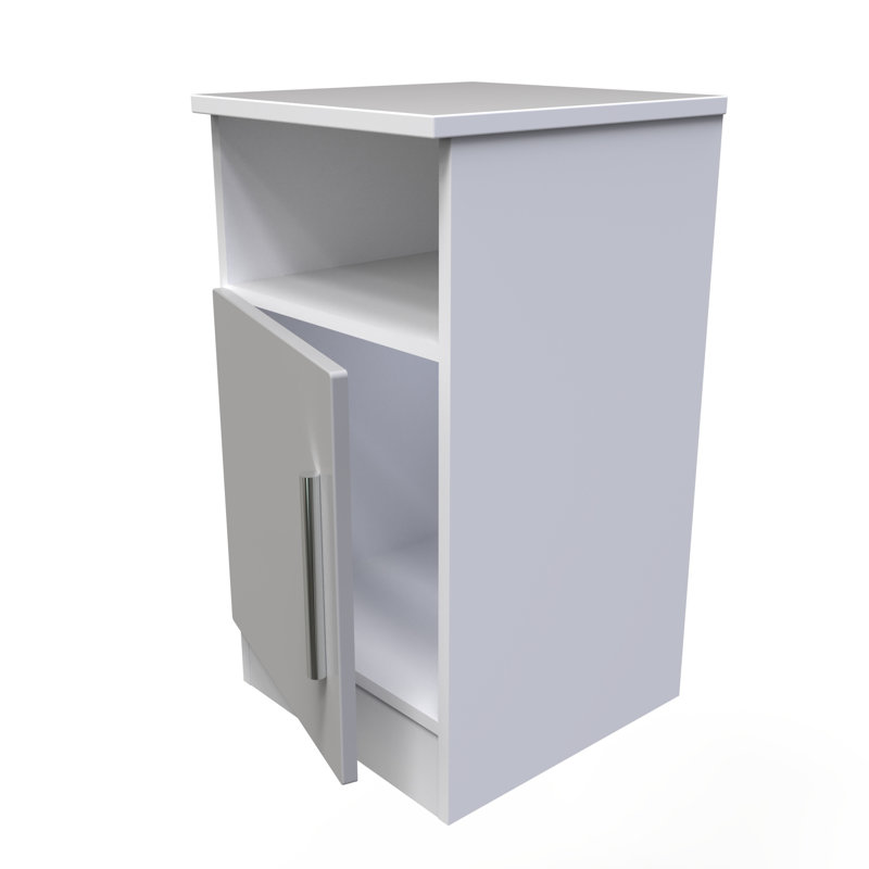 Contrast Fully Assembled Contrast 1 Door Cabinet Light Grey Gloss / White