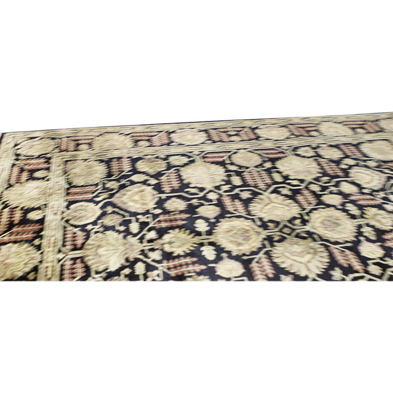 Tapis noir et noir noué à la main de haute qualité