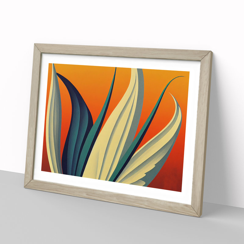 Inspiring Plant Leaf Abstract - Framed Print, 25cm H x 34cm W x 2cm D, Oak Framed