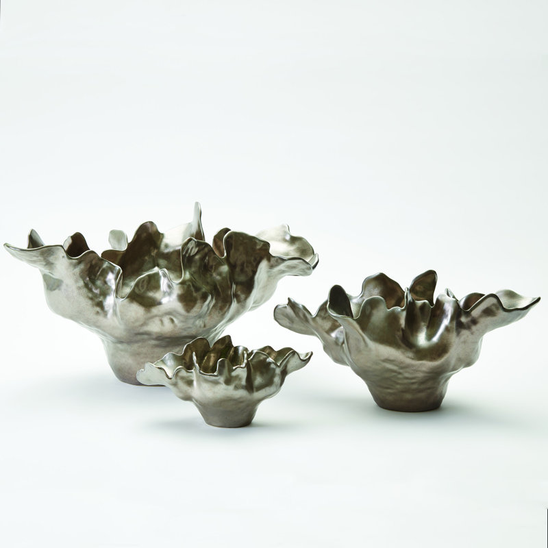Meteor Decorative Bowl, Small (6.5'' H x 13'' W x 7.75'' D), Silver Haze