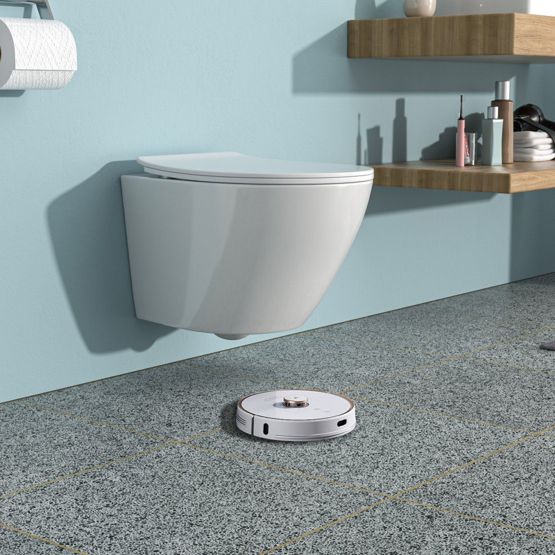 Cuvette de toilette murale avec siège à fermeture douce, blanc