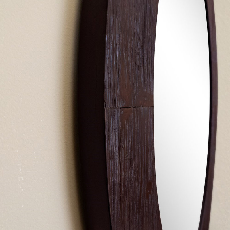 Miroir d'appoint mural Mayella, Finition Brun Foncé