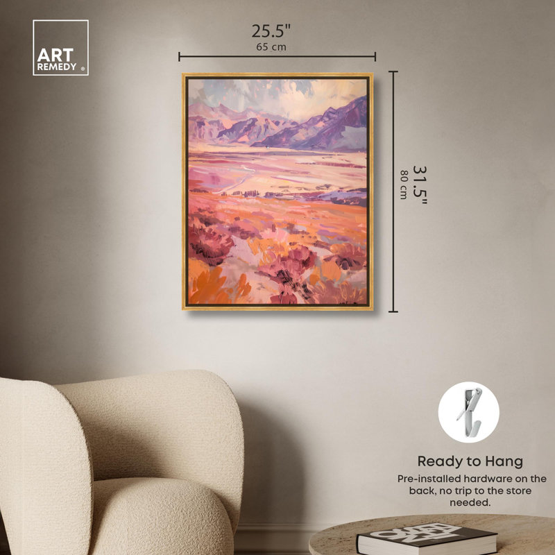 Warm Desert Landscape Canvas Print with Gold Frame, 24" x 20"