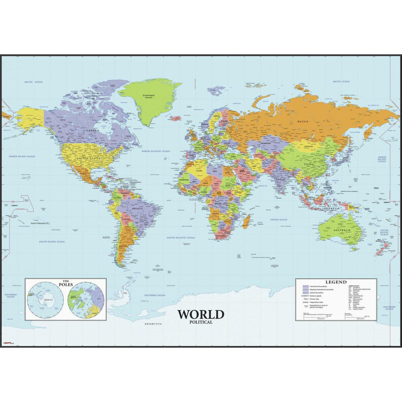 Dry Erase World Map Peel and Stick Reusable Wall Decal