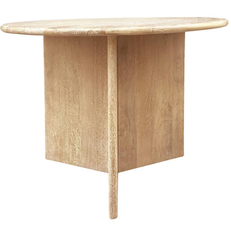 Maciejewski Solid Wood 3 Legs End Table, New White Wash