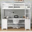 Lit mezzanine double en bois de pin avec rangement en U blanc pour espaces compacts-1729549713