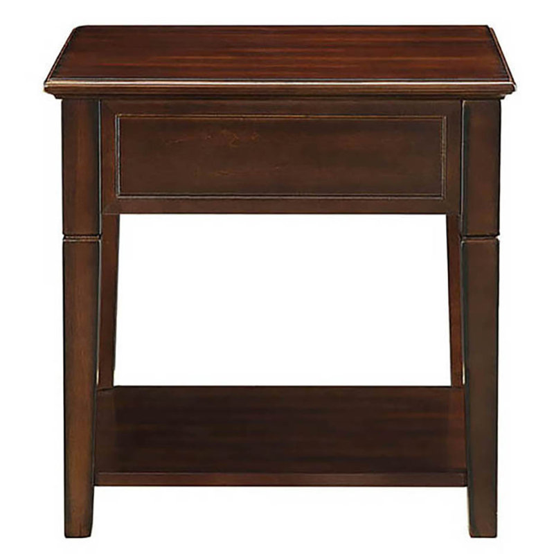 Table de bout classique en noyer avec utilitaires de rangement supplémentaires - Tiroirs et tablette inférieure