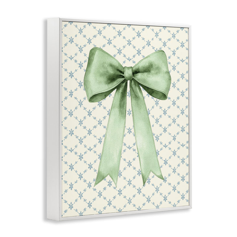 «Green Bow on Rose Quilt», giclée encadrée par Petal Prints Design, H 20 po x l 16 po