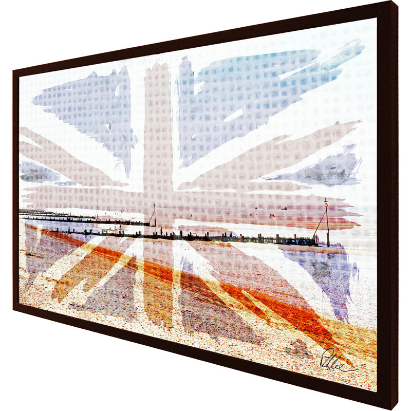 Union Jack Beach - Single Picture Frame Print, Black, 41cm H x 61cm W x 4cm D