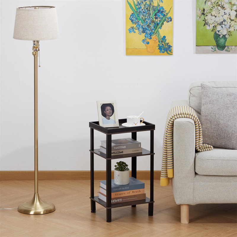 Table de bout polyvalente brun rustique - Conception industrielle peu encombrante pour n'importe quelle pièce, Gris