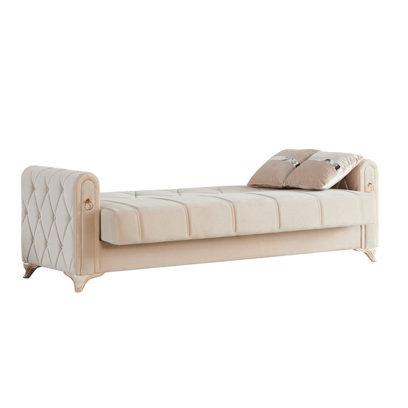 Canapé-lit à accoudoirs arrondis de 89 po Ferrero, Microfibre brun clair