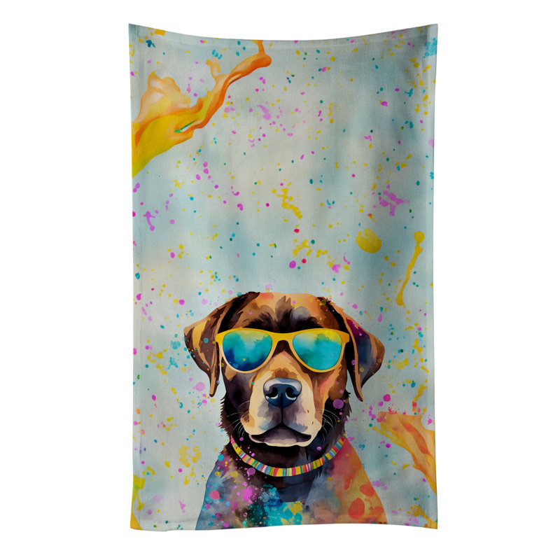 Chocolate Labrador Hippie Dawg Kitchen Towel
