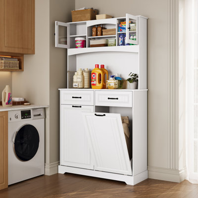 Armoire à poubelles à bascule de 180 cm (71 po) – 2 x 49 l (13 gal), désodorisante et sortie d'eau