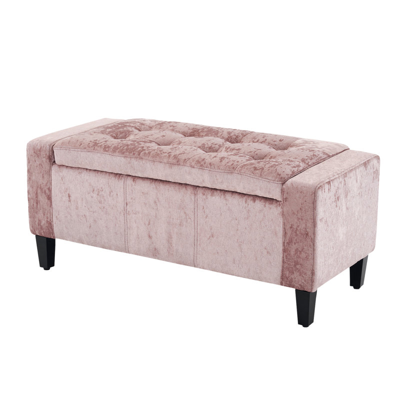 Luxury Crushed Velvet Ottoman Stool, Velvet, Pink